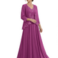 Plus Size A-line Chiffon 3/4 Sleeves Mother of the Brides Dresses Long Jacket Dress