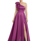 Luxury Bow Black Formal Dress One-Shoulder A-Line Gowns with Sexy Side Slit 2026