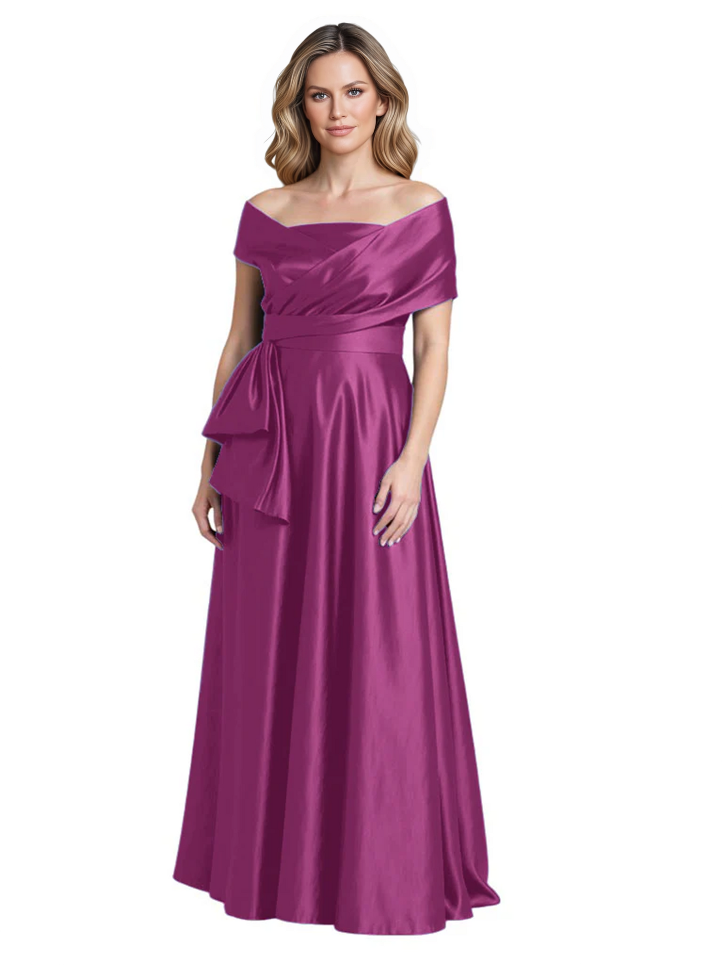 Formal Floor-Length Mother of the Bride Gown Sleeveless Satin Maxi Dress with Drape