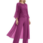 Elegant Pink 3-Piece Pant Set Trending 2026 Styles with Lace Wide-Leg Pants