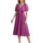 Wedding Formal Dress V-Neck Pleated Chiffon Gown with 3D Flower Accent Knee Length