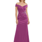 Off Shoulder Mother of the Bride Dress Beaded Waist Satin Gown Portrait Neckline