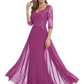 Luxury Burgundy Formal Dress Embroidered Lace Bodice Flowy Chiffon Gown 2026