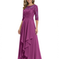 3/4 Sleeve Mother of the Bride Dress with Lace Embroidery High-Low Hem 2026