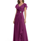 Elegant Mother of the Groom Dress Cascading Ruffle Chiffon Formal Gown Rhinestone