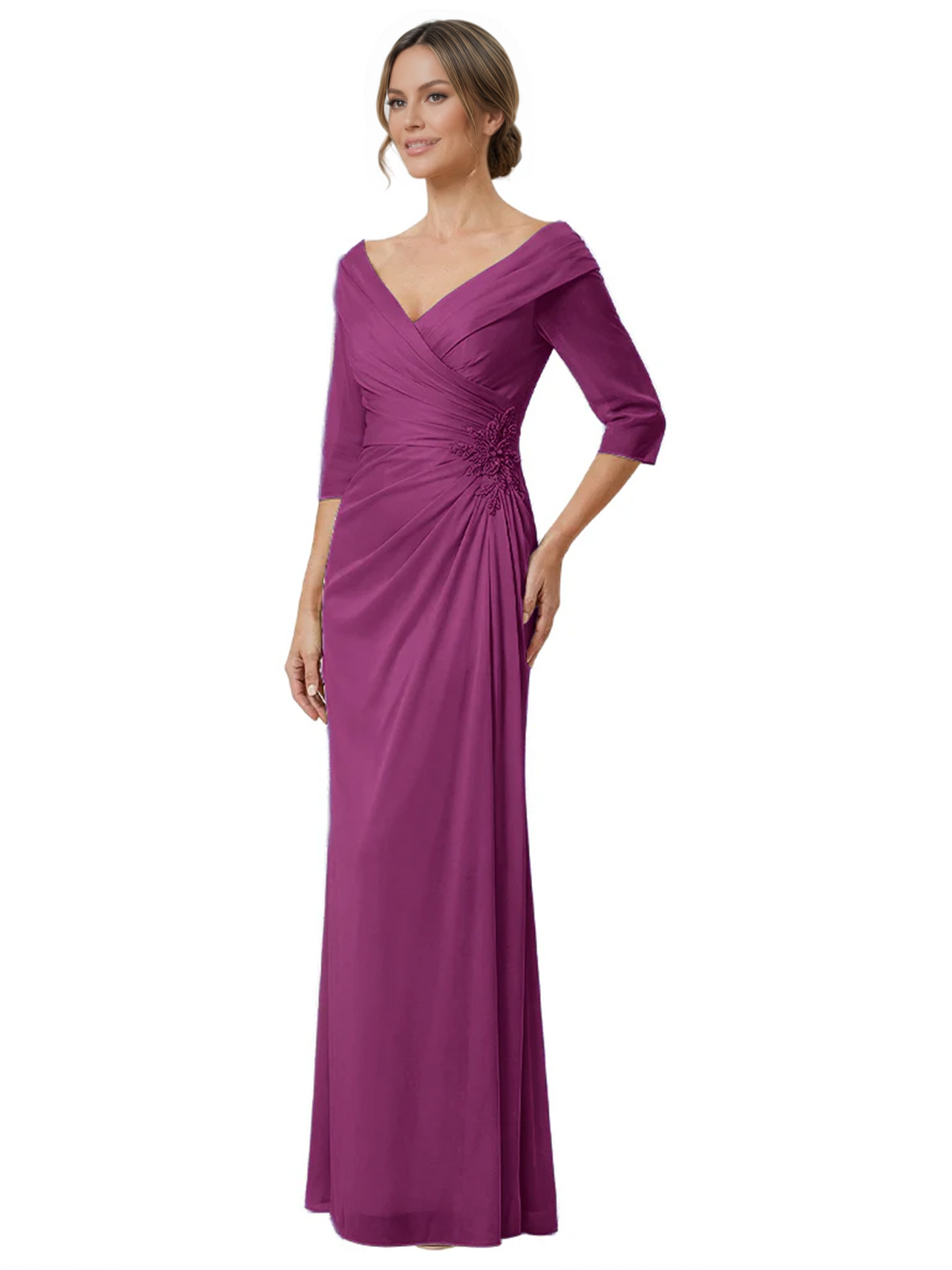 Elegant 3/4 Sleeve Mother of the Brides Dresses Mom Outfits Wedding Satin