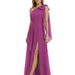 One-Shoulder Mother of the Bride Dress Chiffon Gown with Long Sash Detail