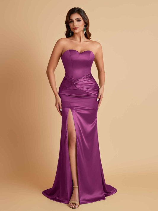 Sexy Soft Satin Mermaid Sweetheart Floor-Length Mermaid Bridesmaid Dresses