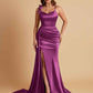 Elegant Soft Satin Mermaid Bowknot Floor-Length Mermaid Bridesmaid Dresses