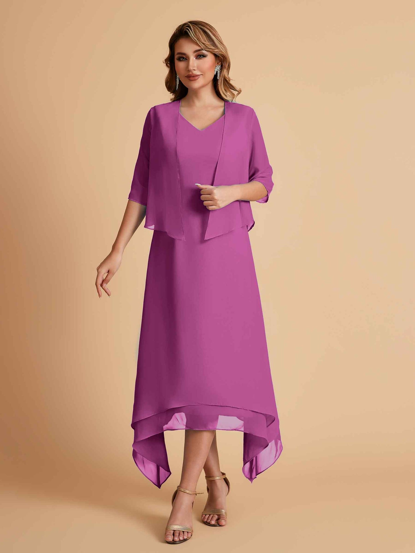 Elegant A-line Chiffon Short Sleeves Mother of the Brides Dresses Online