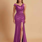 Sexy Soft Satin Mermaid V-neck Floor-Length Mermaid Bridesmaid Dresses