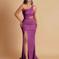 Gorgeous One Shoulder Soft Satin Side Slit Floor-Length Mermaid Bridesmaid Dresses