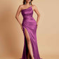 Gorgeous Strapless Soft Satin Side Slit Floor-Length Mermaid Bridesmaid Dresses
