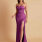 Sexy Strapless Soft Satin Side Slit Floor-Length Mermaid Bridesmaid Dresses