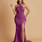 Elegant Soft Satin Mermaid Halter Side Slit Floor-Length Bridesmaid Dresses Online