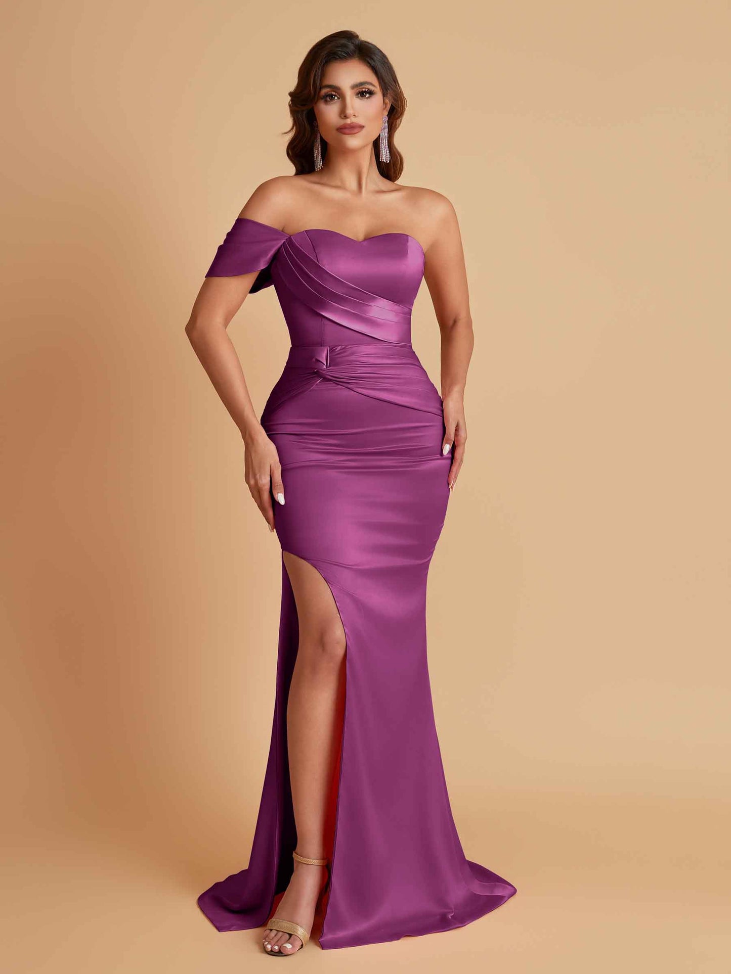 Sexy Soft Satin Mermaid One Shoulder Floor-Length Mermaid Bridesmaid Dresses