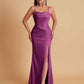 Gorgeous Spaghetti Straps Soft Satin Side Slit Floor-Length Mermaid Bridesmaid Dresses