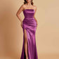 Elegant Soft Satin Strapless Split Side Mermaid Bridesmaid Dresses