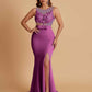 Sexy Soft Satin Mermaid Illusion Side Slit Floor-Length Bridesmaid Dresses Online