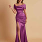 Elegant Soft Satin Off-the-shoulder Side-Slit Mermaid Bridesmaid Dresses