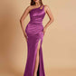 Sexy Soft Satin Mermaid One Shoulder Floor-Length Mermaid Bridesmaid Dresses