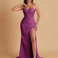 Elegant Soft Satin Mermaid V-neck Side Slit Floor-Length Bridesmaid Dresses Online