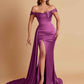 Sexy Soft Satin Sweetheart Off-the-shoulder Strapless Side-Slit Mermaid Bridesmaid Dresses