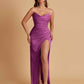 Sexy Soft Satin Mermaid V-neck Side Slit Floor-Length Bridesmaid Dresses Online