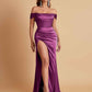 Sexy Off the Shoulder Soft Satin Side Slit Floor-Length Mermaid Bridesmaid Dresses