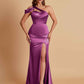 Elegant Soft Satin Sweetheart One Shoulder Side-Slit Mermaid Bridesmaid Dresses