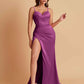 Simple Soft Satin Mermaid V-neck Floor-Length Mermaid Bridesmaid Dresses