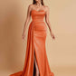 Elegant Soft Satin Sweetheart Strapless Side-Slit Mermaid Bridesmaid Dresses
