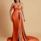 Sexy Soft Satin Mermaid V-neck Floor-Length Mermaid Bridesmaid Dresses