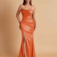 Sexy Soft Satin Mermaid Side Slit Floor-Length Mermaid Bridesmaid Dresses