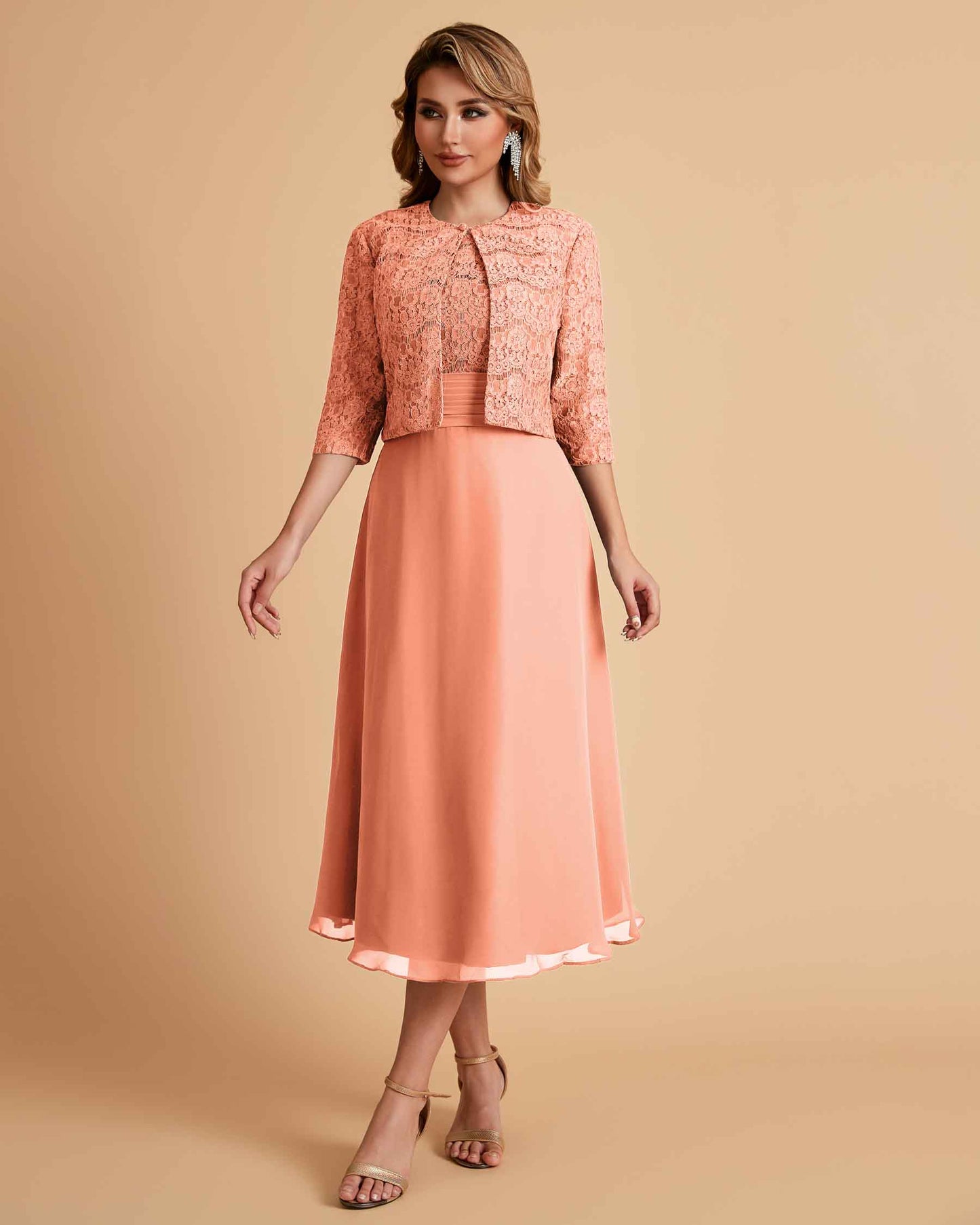 Elegant A-line Bateau Sleeveless Tea Length Mother of the Brides Dresses Online