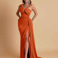 Gorgeous One Shoulder Bow Knot Soft Satin Side Slit Floor-Length Mermaid Bridesmaid Dresses