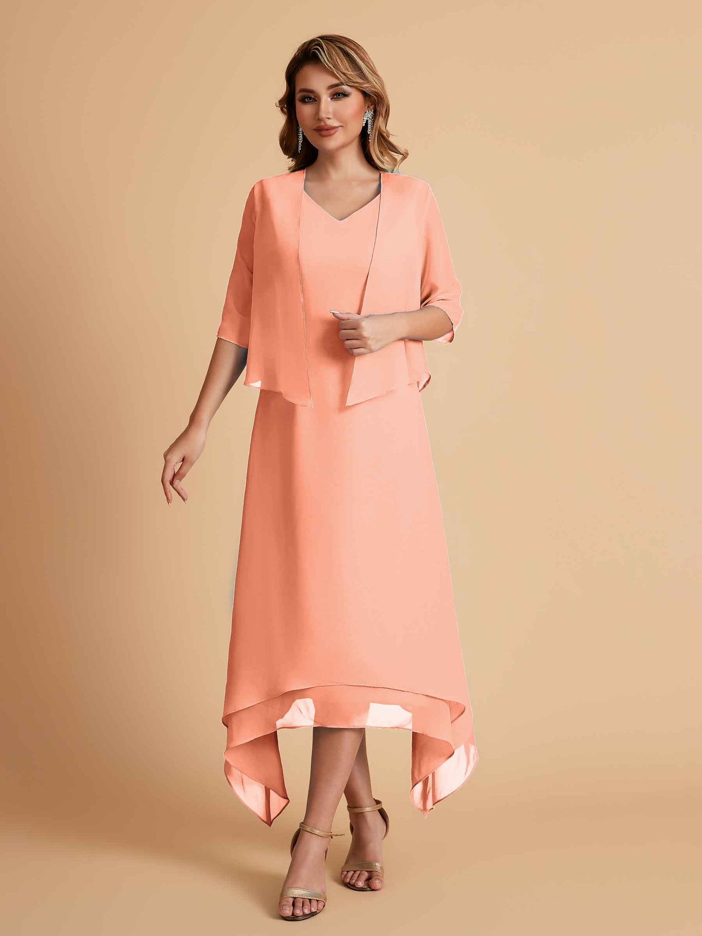 Elegant A-line Chiffon Short Sleeves Mother of the Brides Dresses Online