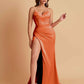Simple Soft Satin Mermaid V-neck Floor-Length Mermaid Bridesmaid Dresses