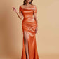 Elegant Soft Satin Off-the-shoulder Side-Slit Mermaid Bridesmaid Dresses