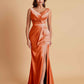 Elegant V Neck Soft Satin Side Slit Floor-Length Mermaid Bridesmaid Dresses