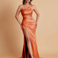 Gorgeous Strapless Soft Satin Side Slit Floor-Length Mermaid Bridesmaid Dresses