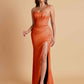 Sexy Strapless Soft Satin Side Slit Floor-Length Mermaid Bridesmaid Dresses