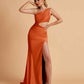 Sexy One-Shoulder Waist Cutout With High Split Floor-Length Bridesmaid Dresses