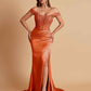 Sexy Soft Satin V-neck Off-the-shoulder Strapless Side-Slit Mermaid Bridesmaid Dresses