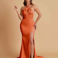 Elegant Soft Satin Mermaid Halter Side Slit Floor-Length Bridesmaid Dresses Online