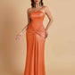 Sexy Soft Satin Mermaid Strapless Floor-Length Mermaid Bridesmaid Dresses