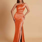 Sexy Soft Satin Mermaid One Shoulder Floor-Length Mermaid Bridesmaid Dresses