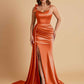 Elegant Soft Satin Mermaid Bowknot Floor-Length Mermaid Bridesmaid Dresses