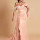 Elegant Soft Satin Mermaid Off Shoulder Floor-Length Mermaid Bridesmaid Dresses