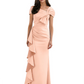 Elegant Mother of Bride Dress Formal Gowns Mermaid Ruffle Floor Length Asymmetric Neckline